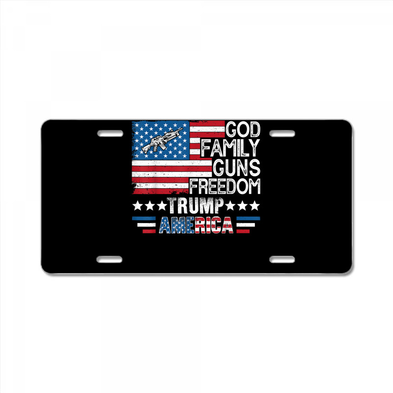 God Family Guns & Freedom Pro Trump 2024 Maga American Flag T Shirt License Plate | Artistshot