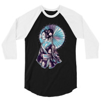 Japanese Geisha Parasol Pretty Tattoo Art Samurai Women Men 3/4 Sleeve Shirt | Artistshot