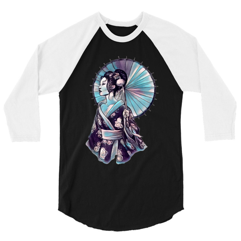 Japanese Geisha Parasol Pretty Tattoo Art Samurai Women Men 3/4 Sleeve Shirt by HailieDesign | Artistshot