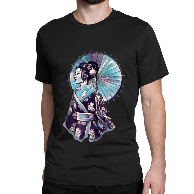 Japanese Geisha Parasol Pretty Tattoo Art Samurai Women Men Classic T-shirt by HailieDesign | Artistshot