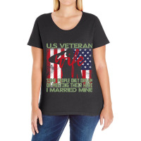 Us Veteran Wife I Married Mine American Flag 269 Ladies Curvy T-shirt | Artistshot