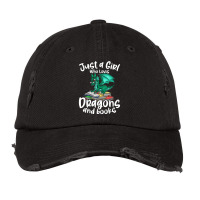 Just A Girl Who Loves Dragons And Books Reading Dragon Graphic Vintage Cap | Artistshot