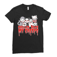 Chillin With My Creeps Cat Horror Serial Killer Halloween T Shirt Ladies Fitted T-shirt | Artistshot