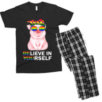 Believe In Yourself Lgbt Gay Trans Pride Month Pig Lover 92 Men's T-shirt Pajama Set | Artistshot