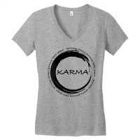 Womens Karma T Shirt What Goes Around Comes Around Funny Karma V Neck Women's V-neck T-shirt | Artistshot