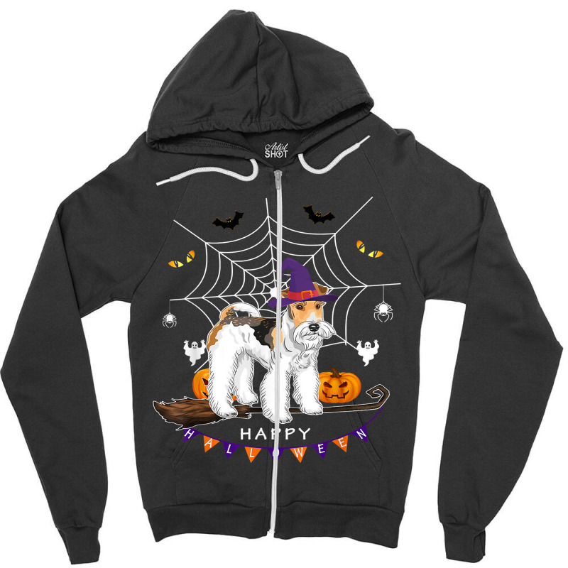 Airedale Witch Pumpkin Halloween Kids Mens Womens Dog Lover 172 Zipper Hoodie | Artistshot