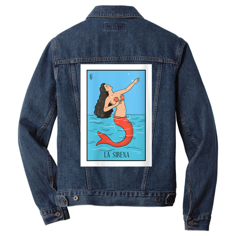 Womens La Mermaid Lottery Gift The Mermaid Card Mexican Lottery V Neck Men Denim Jacket by AbidahToenges | Artistshot