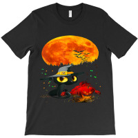 Black Cat Halloween Scary Pumpkins Full Moon Black Cat Lover 51 T-shirt | Artistshot