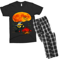 Black Cat Halloween Scary Pumpkins Full Moon Black Cat Lover 51 Men's T-shirt Pajama Set | Artistshot