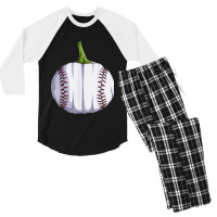 Baseball Pumpkin T Shirt Mens Boys Halloween Softball Lover 270 Men's 3/4 Sleeve Pajama Set | Artistshot