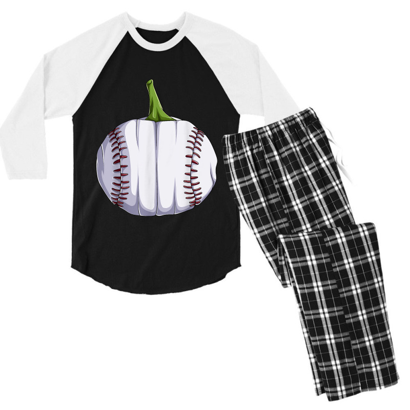 Baseball Pumpkin T Shirt Mens Boys Halloween Softball Lover 270 Men's 3/4 Sleeve Pajama Set | Artistshot