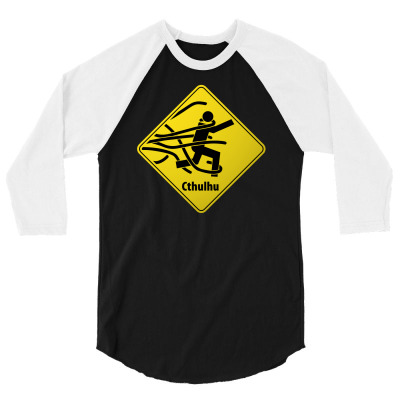Cthul Danger Sign 3/4 Sleeve Shirt Designed By Chilistore