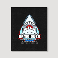 Game Over Shark Portrait Canvas Print | Artistshot
