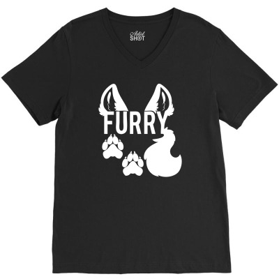 Furry Dog V-neck Tee Designed By Chilistore
