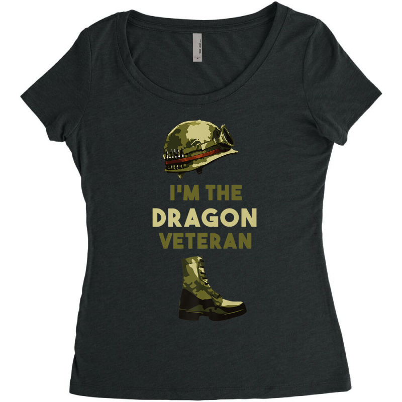 Patriot Soldier I'm The Dragon Veteran Music Vintage Retro Women's Triblend Scoop T-shirt by HailieDesign | Artistshot