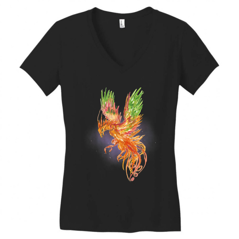 Phoenix Rising Watercolor Fantasy Mythical Mystic Funny Gift Women's V-Neck T-Shirt by HailieDesign | Artistshot