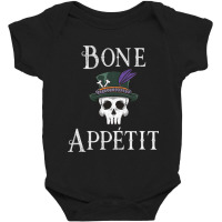 Vintage New Orleans Theme Voodoo Skull Fun Bone Appetit Pun T Shirt Baby Bodysuit | Artistshot