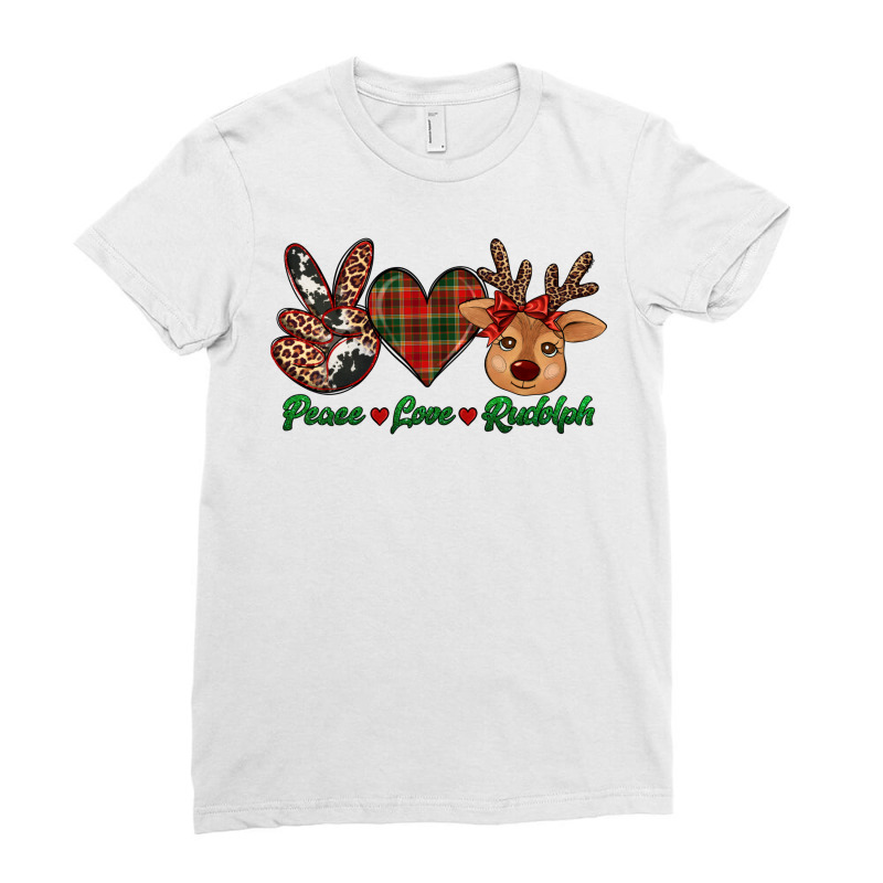 Peace Love Rudolph Ladies Fitted T-shirt | Artistshot