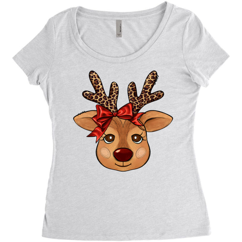 Reindeer Face Women's Triblend Scoop T-shirt | Artistshot