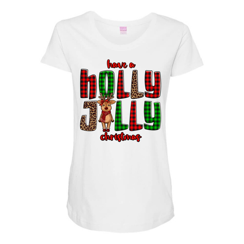 Hava A Holly Jolly Christmas Reindeer Maternity Scoop Neck T-shirt | Artistshot