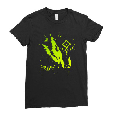 Wolf Link Ladies Fitted T-shirt Designed By Mdk Art