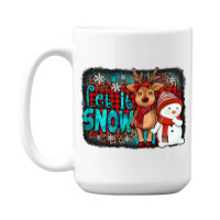 Let It Snow Reindeer And Snowman 15 Oz Coffee Mug | Artistshot