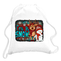 Let It Snow Reindeer And Snowman Drawstring Bags | Artistshot