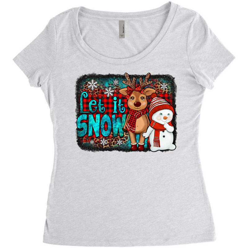 Let It Snow Reindeer And Snowman Women's Triblend Scoop T-shirt | Artistshot