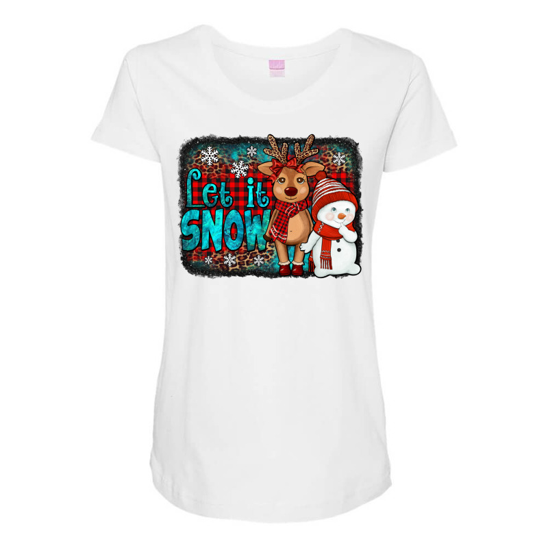 Let It Snow Reindeer And Snowman Maternity Scoop Neck T-shirt | Artistshot