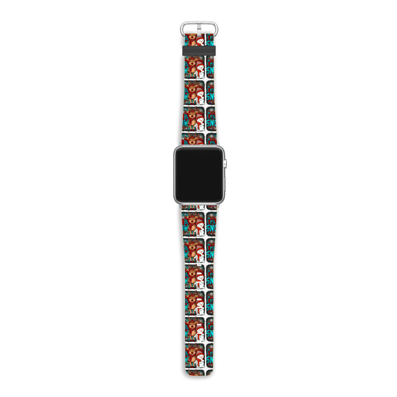 Let It Snow Reindeer And Snowman Apple Watch Band | Artistshot