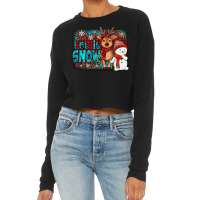 Let It Snow Reindeer And Snowman Cropped Sweater | Artistshot