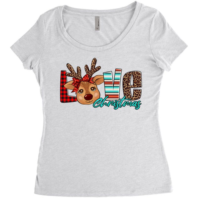 Love Christmas Reindeer Women's Triblend Scoop T-shirt | Artistshot