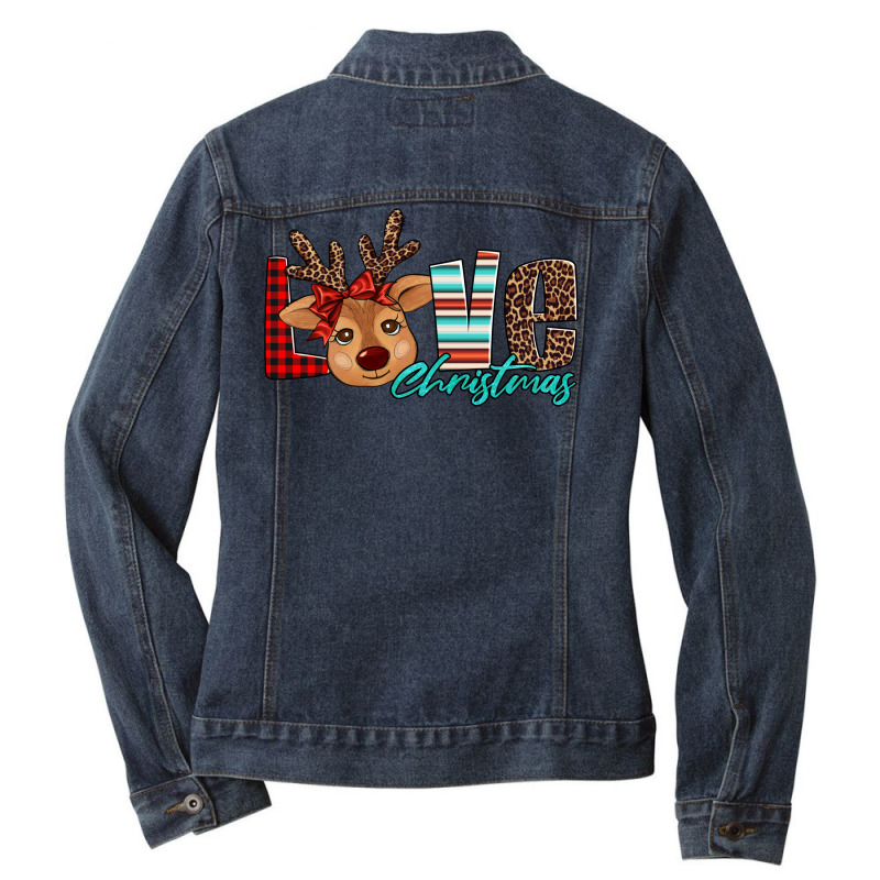 Love Christmas Reindeer Ladies Denim Jacket | Artistshot