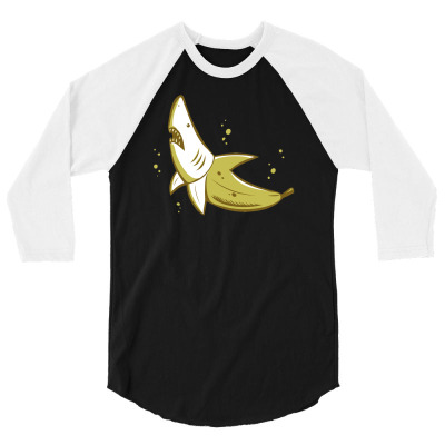 Banana Shark 3/4 Sleeve Shirt Designed By Mdk Art