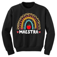 Womens Maestra Bilingual Regalos Spanish Teacher Maestra Rainbow V Nec Youth Sweatshirt | Artistshot