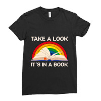 Vintage Sunset Rainbow Take A Look It S In A Book Reading T Shirt Ladies Fitted T-shirt | Artistshot