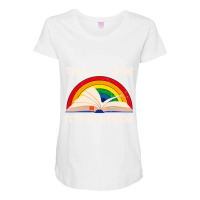 Vintage Sunset Rainbow Take A Look It S In A Book Reading T Shirt Maternity Scoop Neck T-shirt | Artistshot