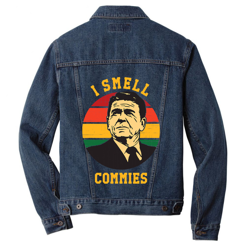 Funny Ronald Reagan I Smell Commies Political Humor Men Denim Jacket by trokeryth | Artistshot