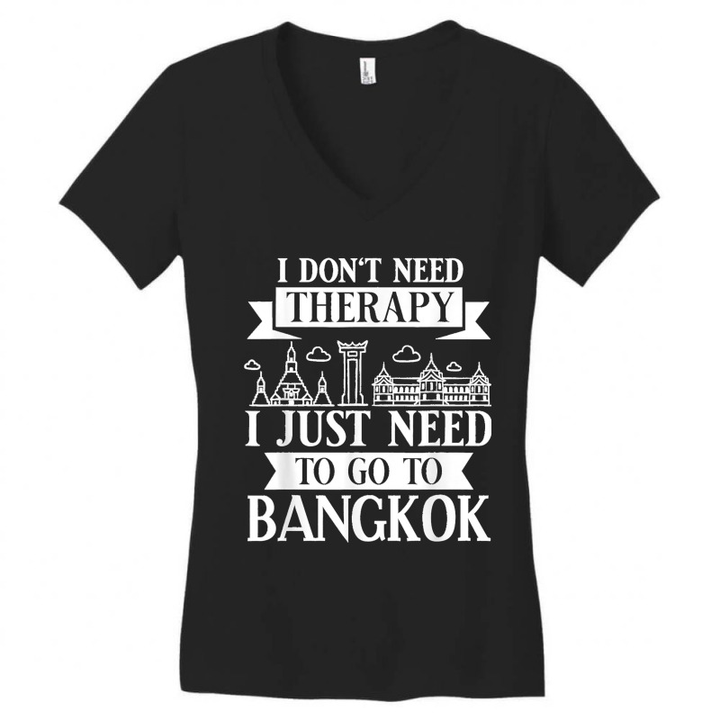 Bangkok Thailand City Skyline Map Women's V-Neck T-Shirt by WirtzRichard | Artistshot