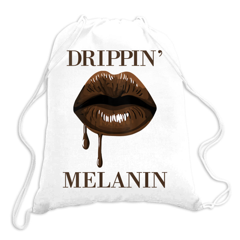 Womens Drippin Melanin Lips Black History Pride Blm African Women Tank Drawstring Bags | Artistshot