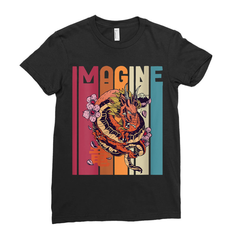 Womens Imagine Great Dragon Vintage Cool Art Great Art Character Ladies Fitted T-Shirt by HailieDesign | Artistshot