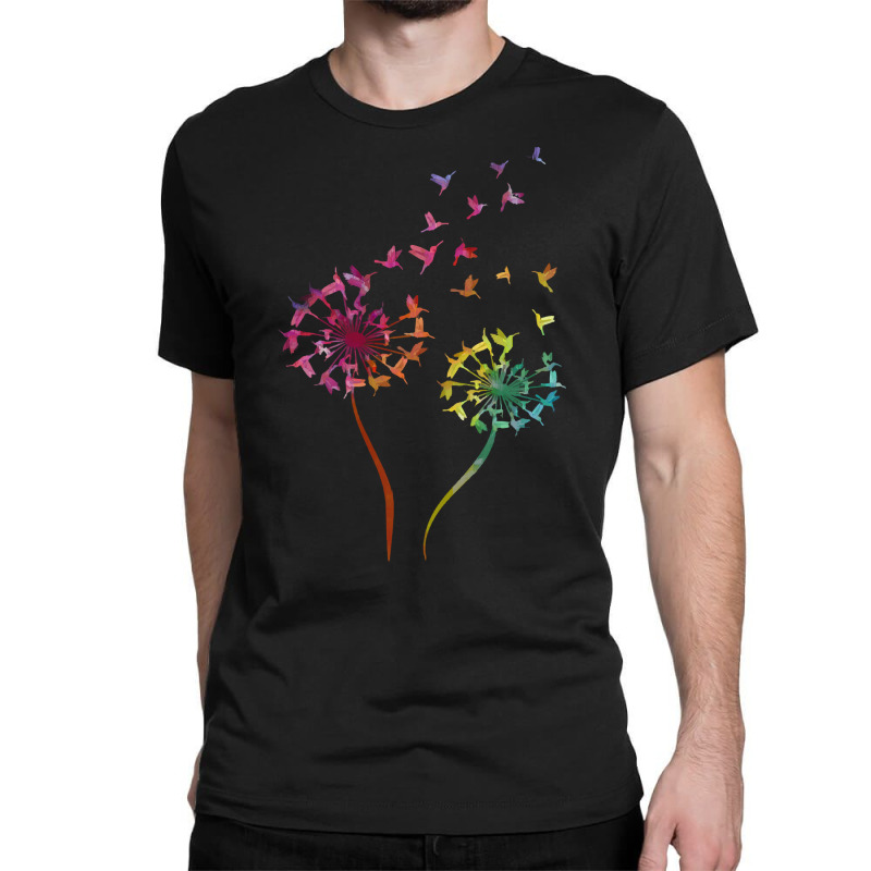 Flower Dandelion Hummingbird T  Shirt Tie Dye Dandelion Hummingbird Fl Classic T-shirt by orangesagreement | Artistshot