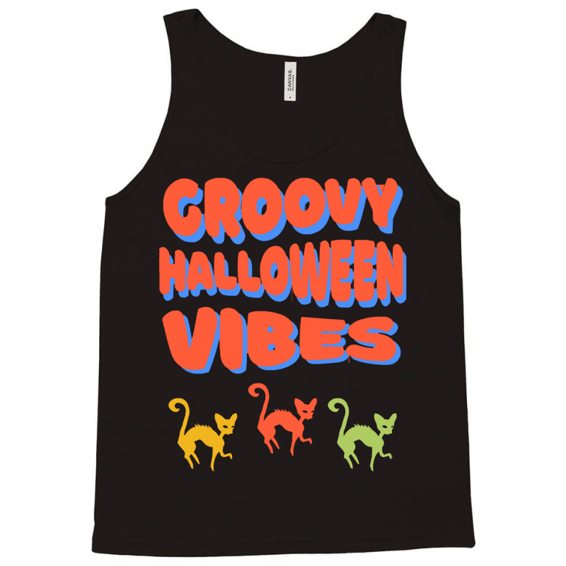 Groovy Halloween Vibes T  Shirt Groovy Halloween Vibes Cats Retro Colo Tank Top by orangesagreement | Artistshot