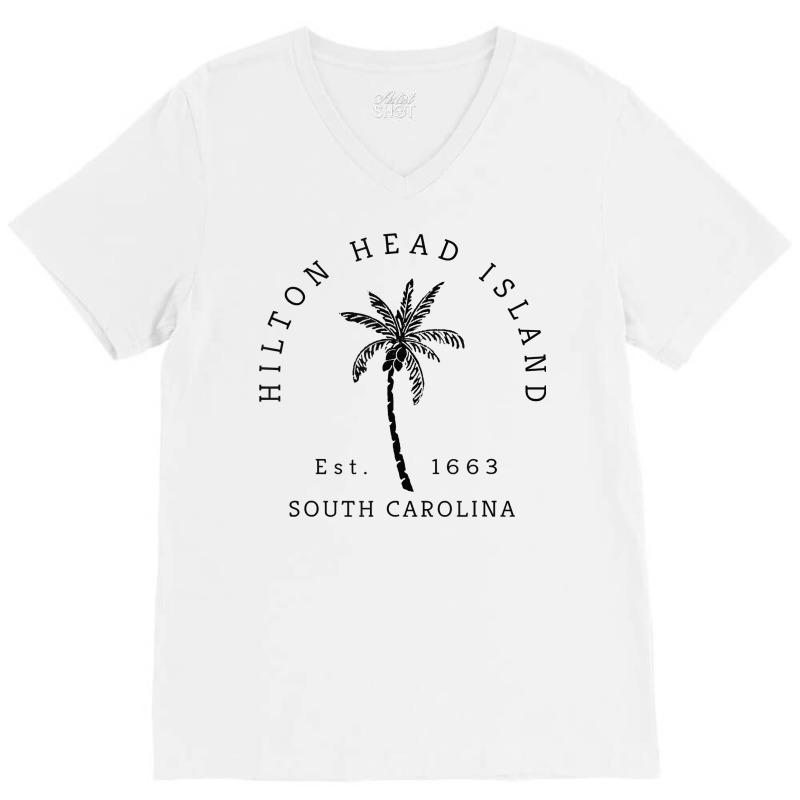 Retro Cool Original Hilton Head Island Palm Tree Novelty Art T Shirt V-Neck Tee by RolaLuken | Artistshot