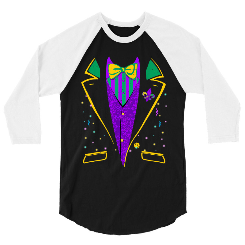 Mardi Gras Tuxedo Costume  Carnival Parade Design 3/4 Sleeve Shirt | Artistshot