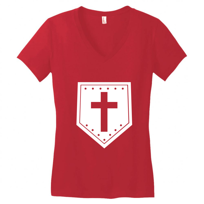 Wooden Shield   Minimalist  Cross Women's V-Neck T-Shirt by jammuter | Artistshot