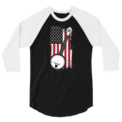Bluegrass Banjo American Us Flag Musician Gift 3/4 Sleeve Shirt Designed By Danieart