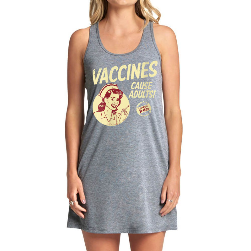 Womens Funny Pro Vaccination Vaccines Cause Adults Vaccinated V Neck T Tank Dress by FavorRoh | Artistshot