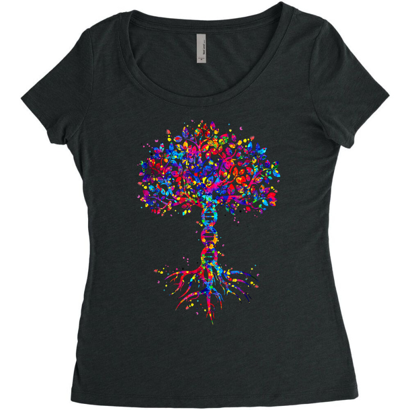 Dna Tree Life Watercolor Genetic Biologist Science Earth Day T Shirt Women's Triblend Scoop T-shirt by kalerttjay | Artistshot