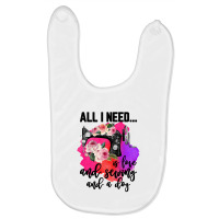 All I Need Is Love And Sewing And A Dog For Light Baby Bibs | Artistshot